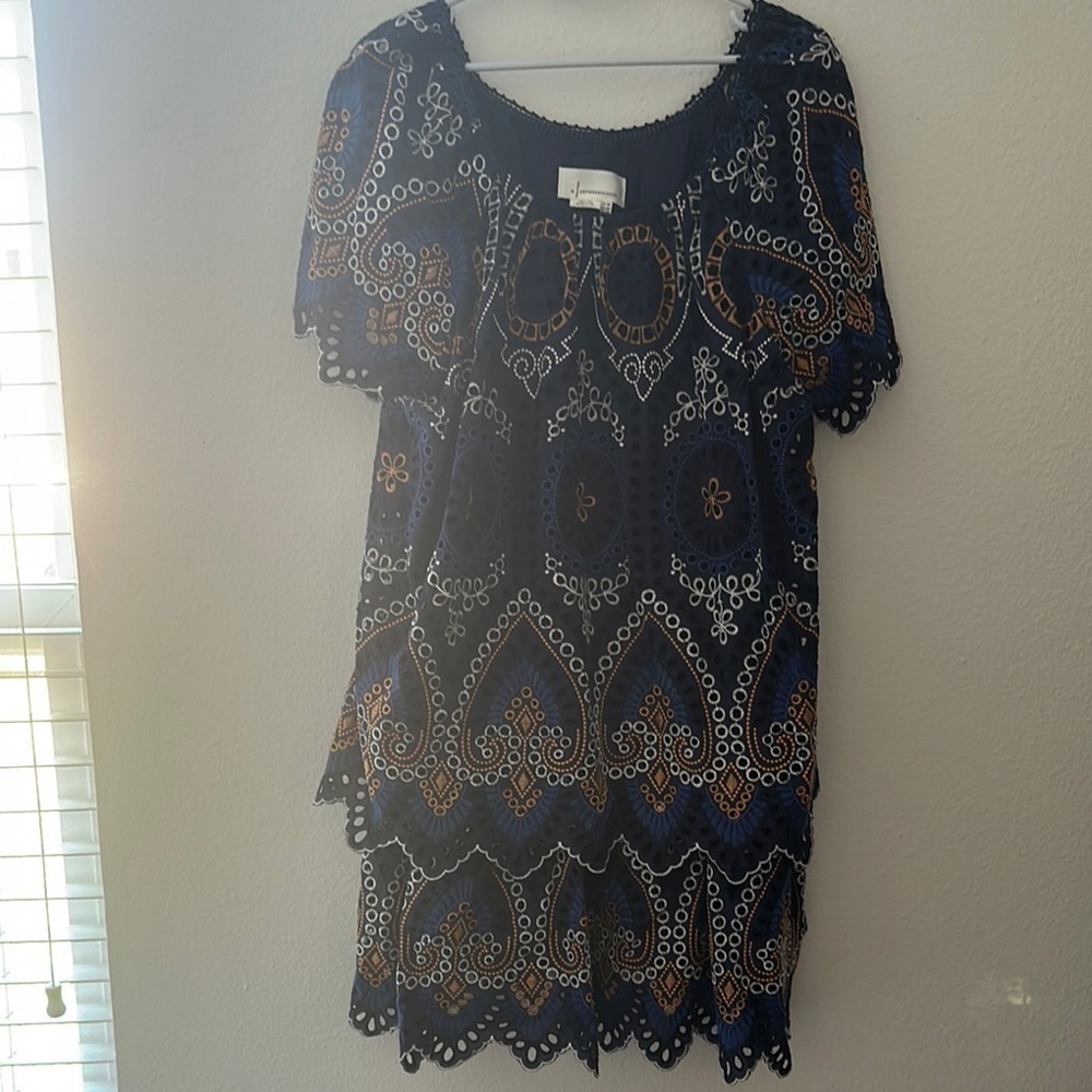 Blue eyelet Anthropologie nori dress 14p